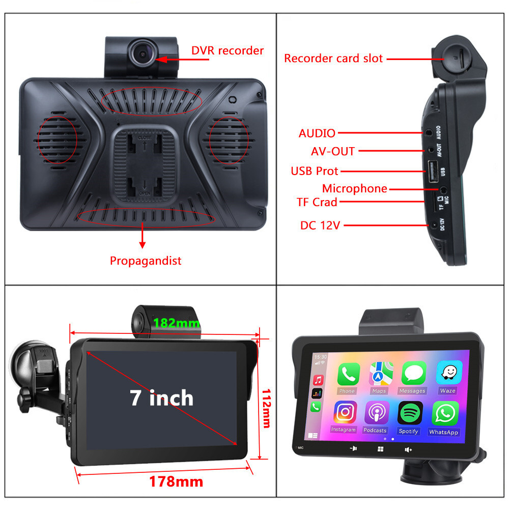 7in MP5 Player For Apple CarPlay Android Auto Touch Screen Car Stereo Radio BT