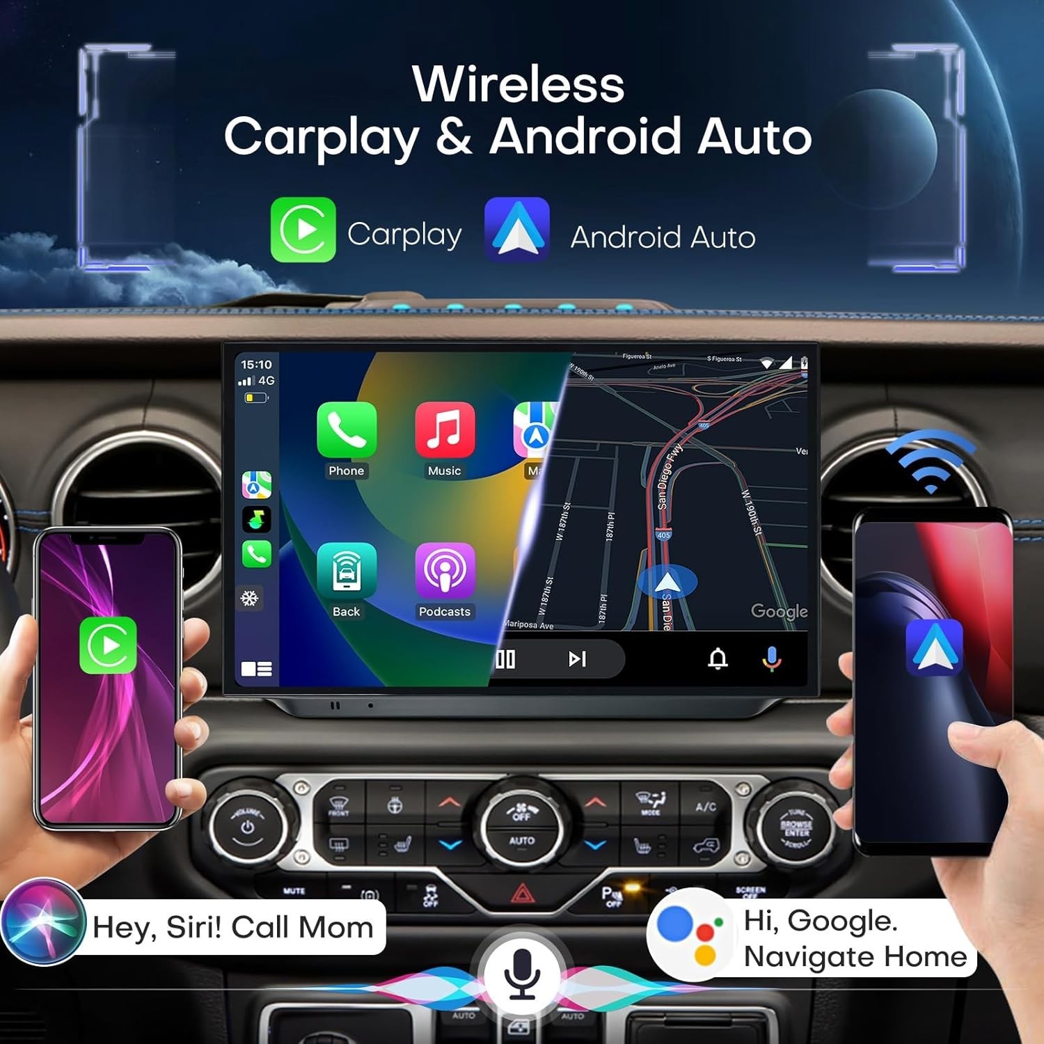 For Jeep Wrangler JL Gladiator Android Car Radio Stereo AHD GPS Navigation WiFi