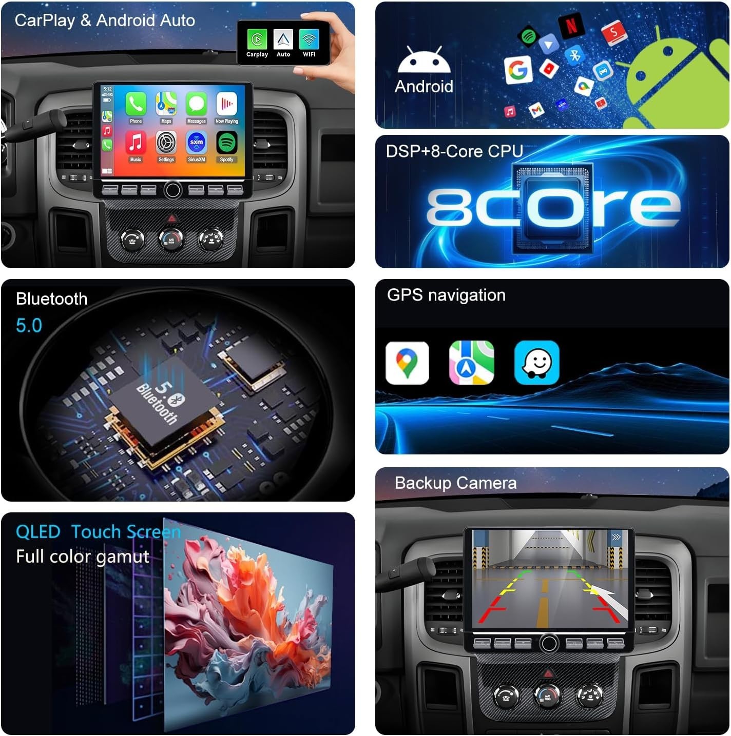 10.1″ 8Core 32GB 4G_LTE Android Auto Carplay for 2013-2018 Dodge RAM 1500-3500