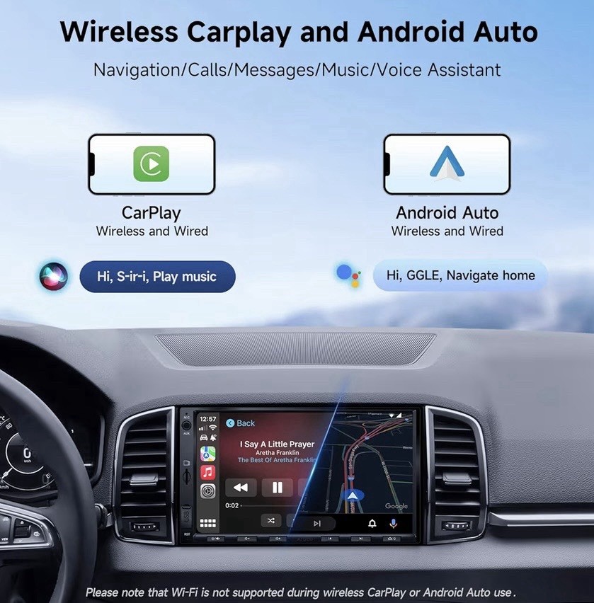 ATOTOZONE A5L 7″ Android Car Stereo Wireless CarPlay Dash Cam & Backup Camera