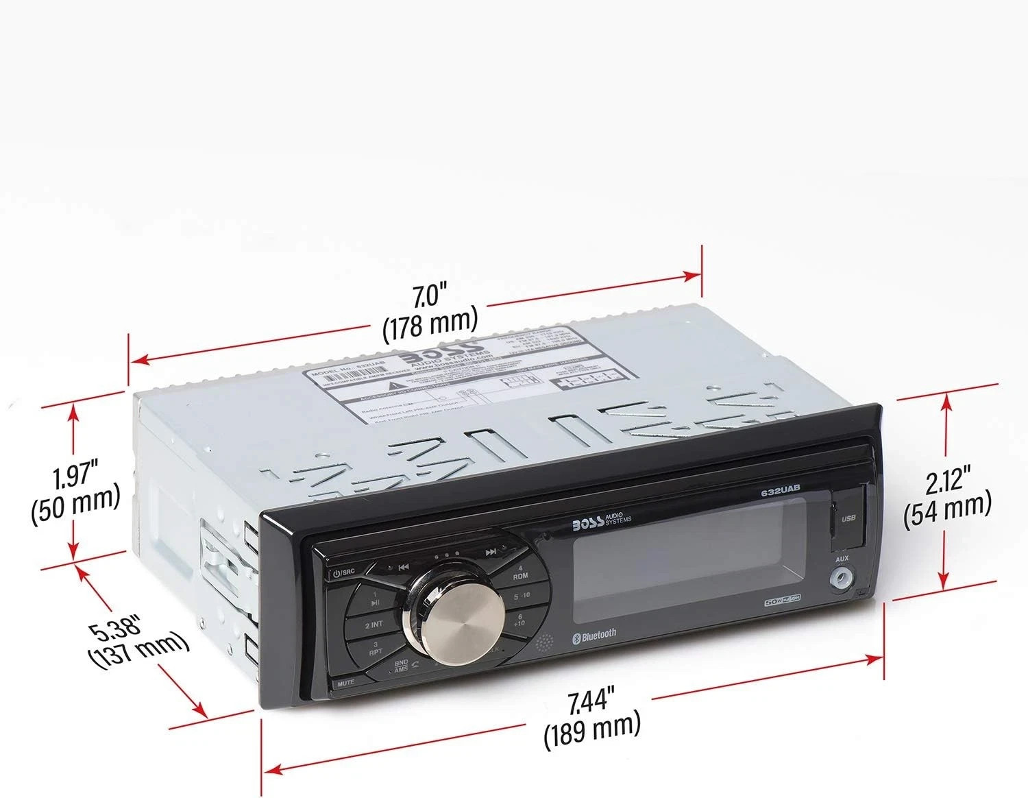 BOSS Audio Systems 632UAB Car Stereo – Single Din, Bluetooth, No CD DVD Black