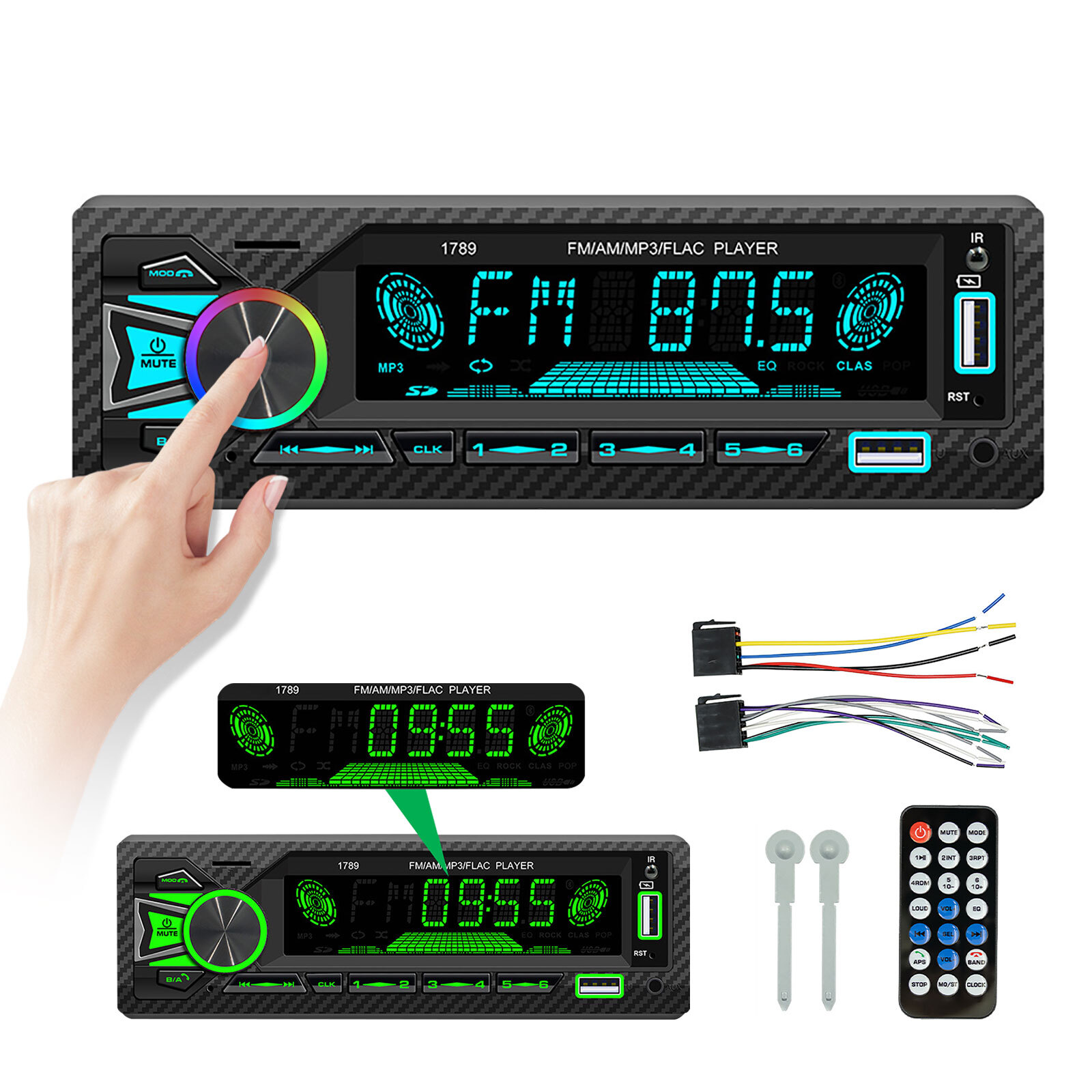 Radio Estereo Para Carro Auto MP3 Player 1 Din Bluetooth USB/SD/AUX/FM Receptor