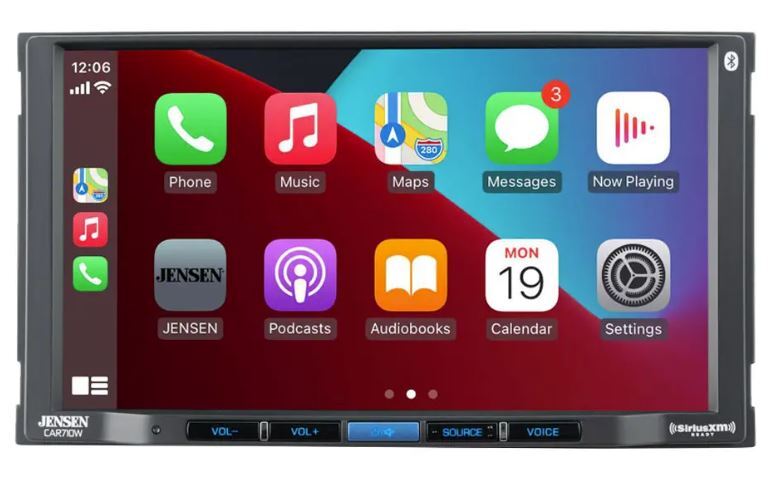 JENSEN 7” TOUCHSCREEN DOUBLE-DIN RECEIVER w/WIRELESS APPLE CARPLAY, ANDROID AUTO