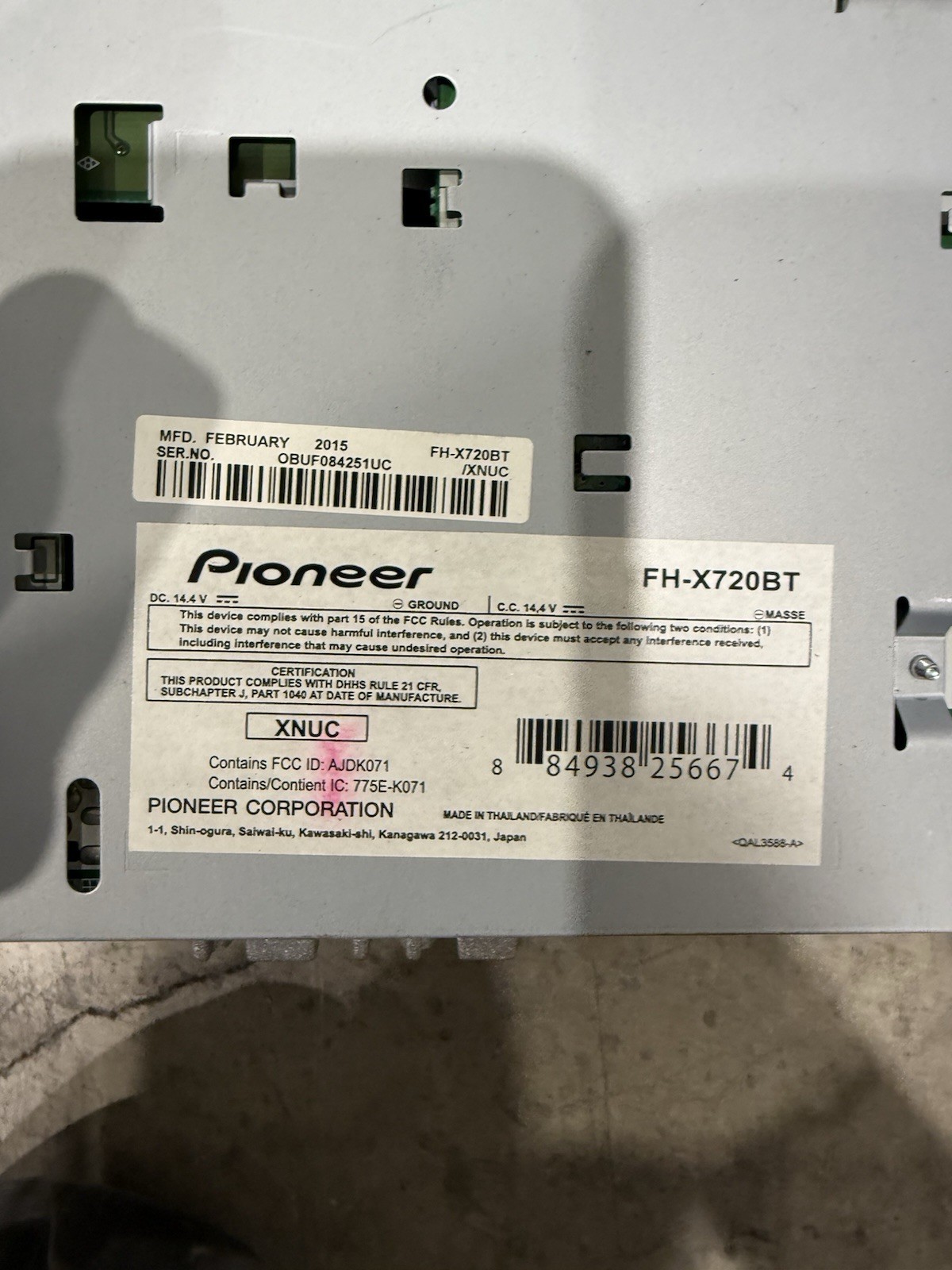 Pioneer FH-X720BT Radio With USB