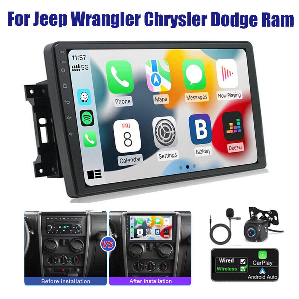 10.1″ Apple Carplay Android 12 For 2007-2017 Jeep Wrangler JK Radio GPS Navi FM