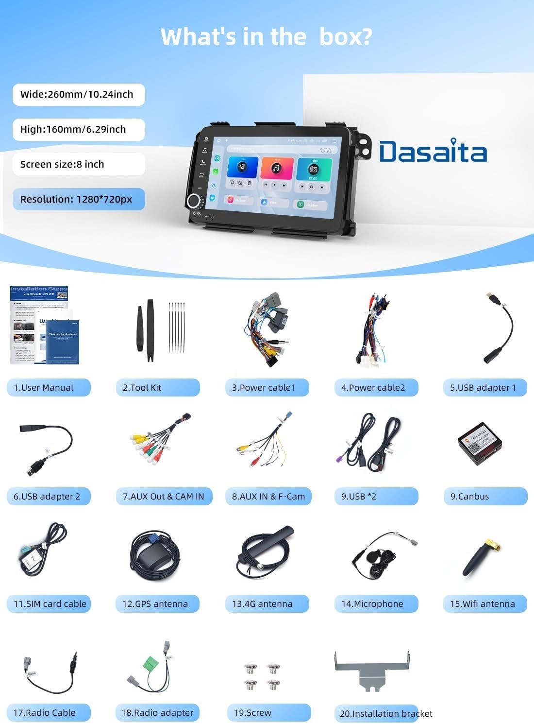 Dasaita 8″ Car Stereo for Honda Vezel HR-V HRV 2013-2022 Carplay & Android Auto