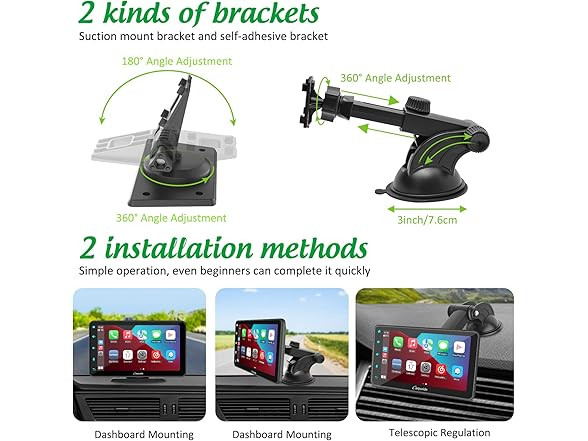 NEW Carpuride Black Touchscreen 7-Inch Apple Carplay & Android Auto 1080p
