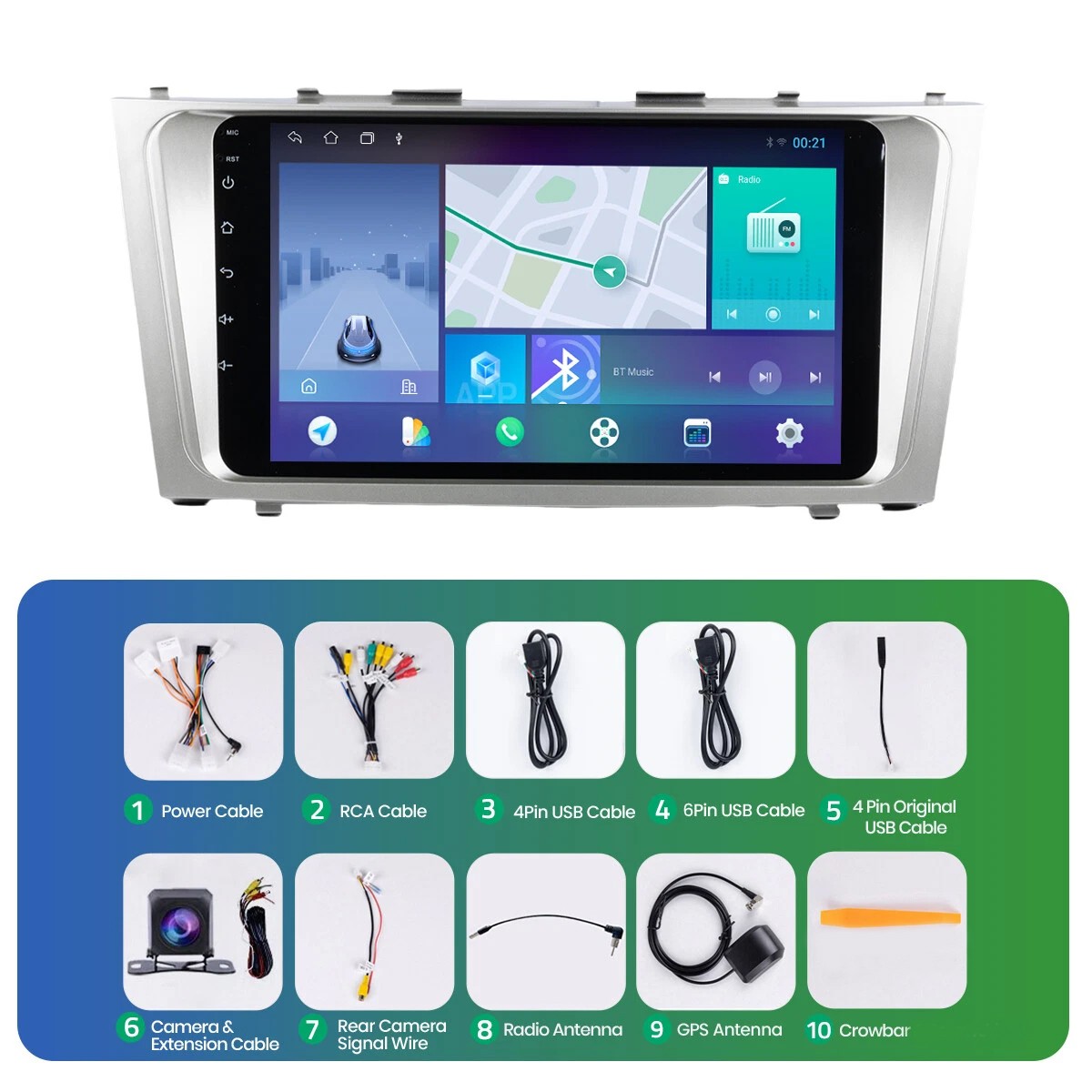 Android12 Apple CarPlay GPS Navi For Toyota Camry 2007-2011 Car Stereo Radio JBL