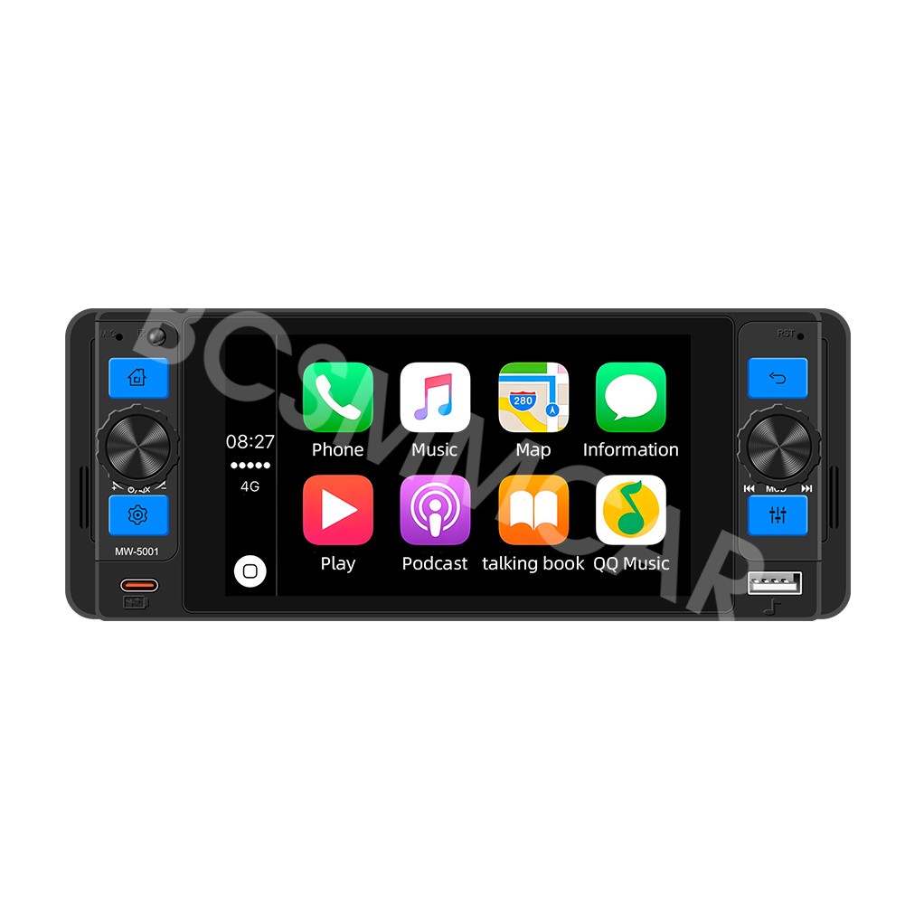 1 Din HD Car MP5 Player For Apple Carplay Android Auto With 8 LED Rear Camera