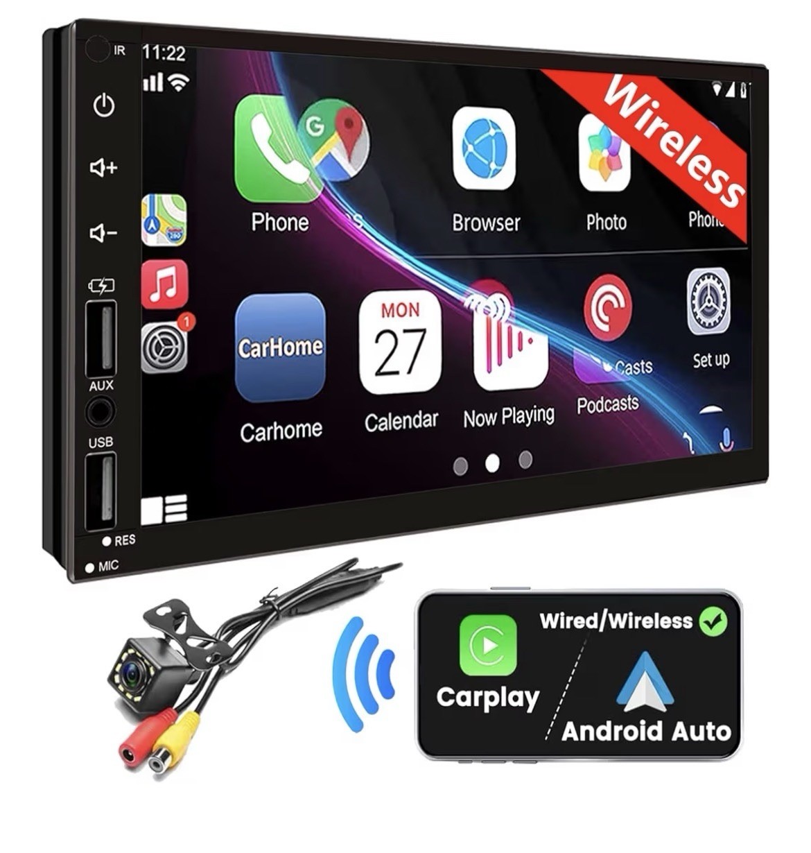 Leadfan Double DIN Car Stereo Apple Carplay Android Radio Support, 7″ HD