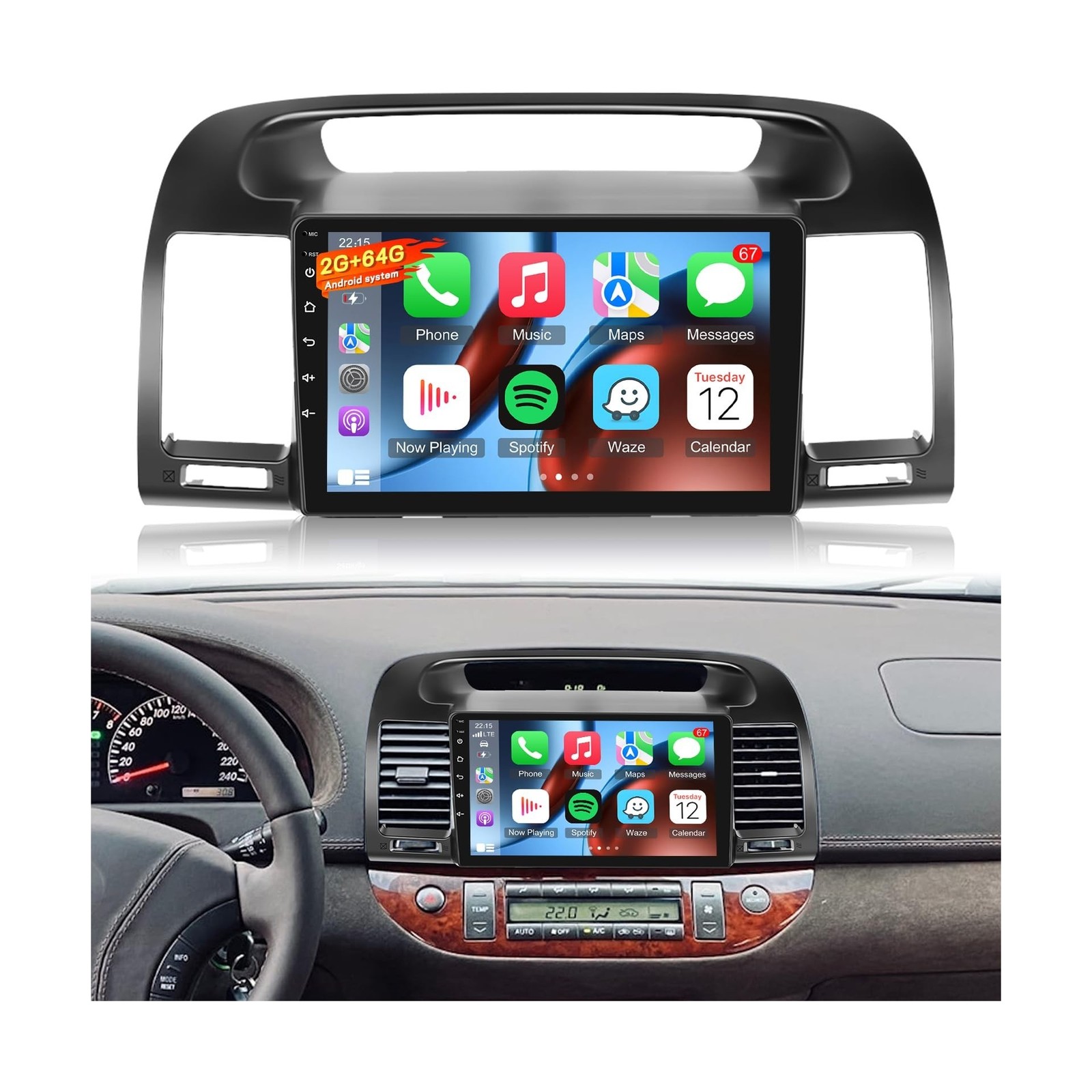 [2GB+64GB] Car Radio for Toyota Camry 2000-2006 with Carplay&Android Auto, 9 …