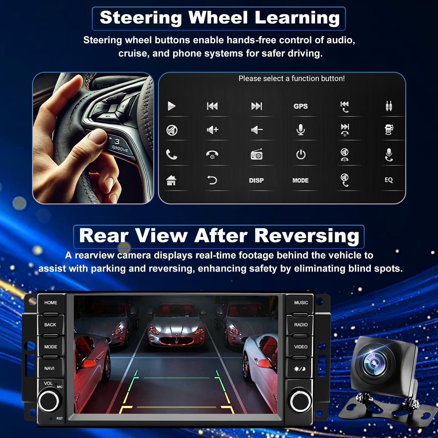 7″ 32G Android Auto Carplay for 2007-2020 Jeep Wrangler Dodge RAM Chrysler 300