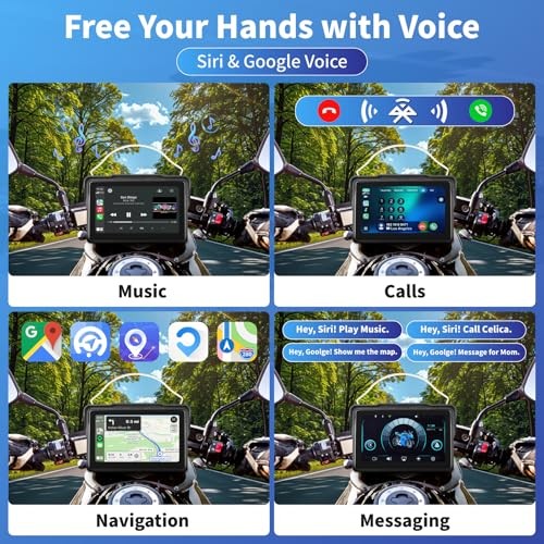 Motorcycle CarPlay Screen 7″, Waterproof GPS Display for Motorbike, Dual Mount