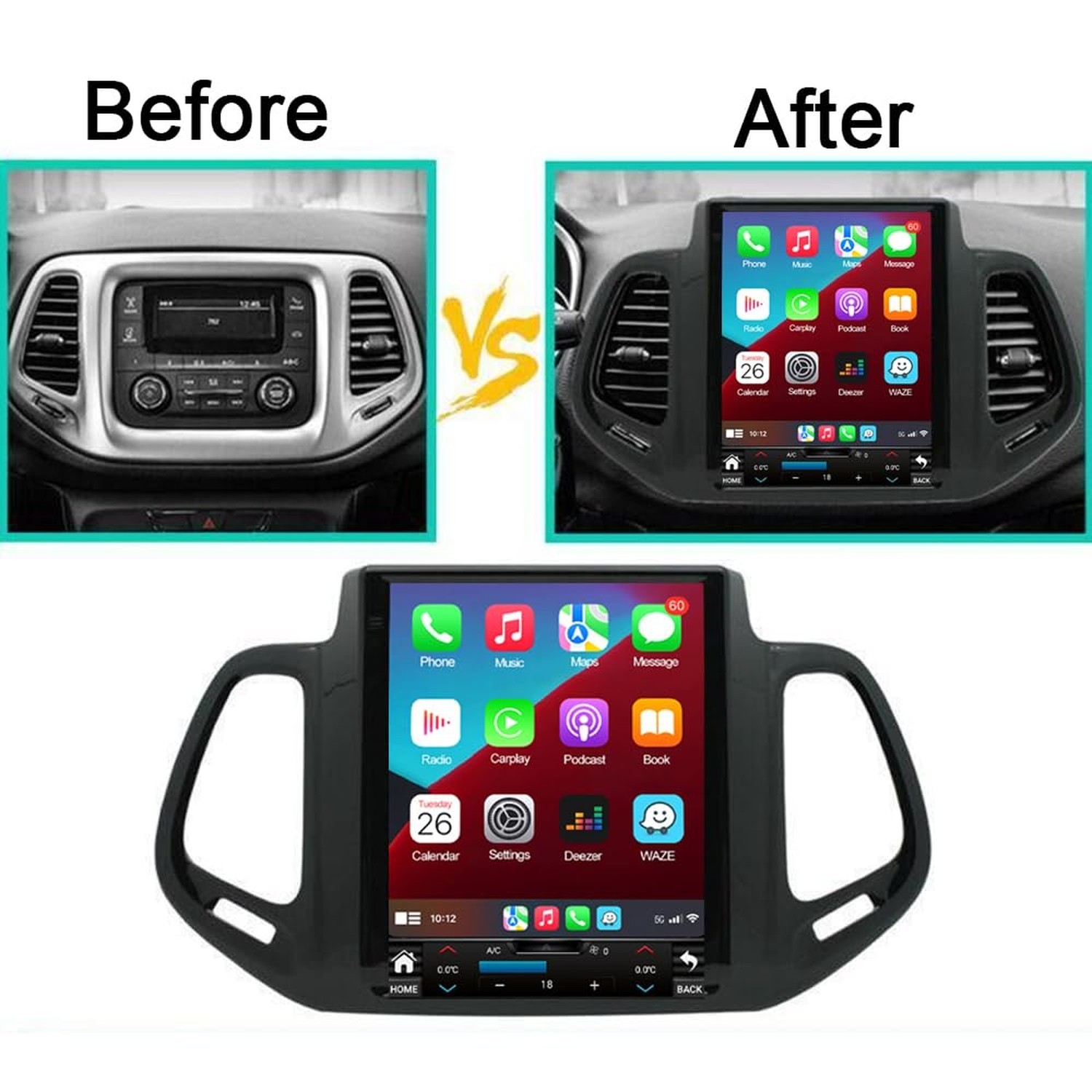 for Jeep Patriot Compass Radio 2017-2019 Car Stereo Wireless/Wired Apple Carp…