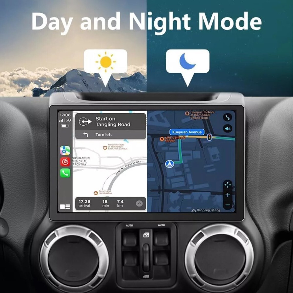 Car Radio For Jeep Wrangler 2007-2018 Double Din Car Stereo Apple Carplay GPS FM