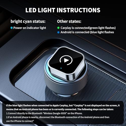 Wireless CarPlay and Android Auto Adapter, Ultra-Compact Aluminum Design with