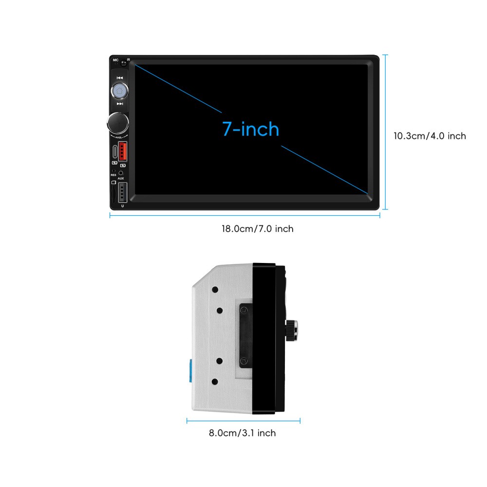 7″ Double 2 Din Car Stereo Apple CarPlay Player Radio Type-c USB + Backup Camera
