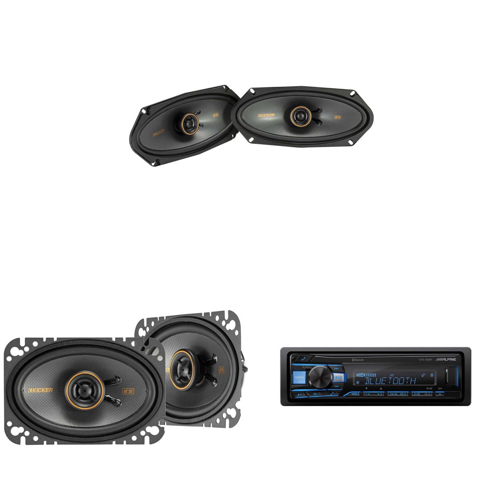 Alpine UTE-63BT Bluetooth Receiver & Kicker KSC 4×6″, 4×10″ Speakers