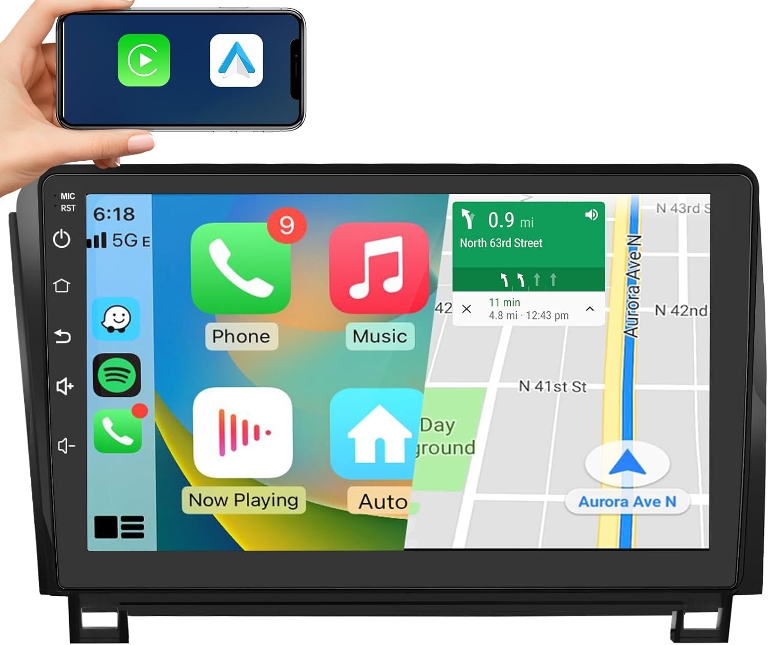 Android 13 Car Stereo Toyota Tundra 2007-2013 & Sequoia 08-2018 10″ Touchscreen