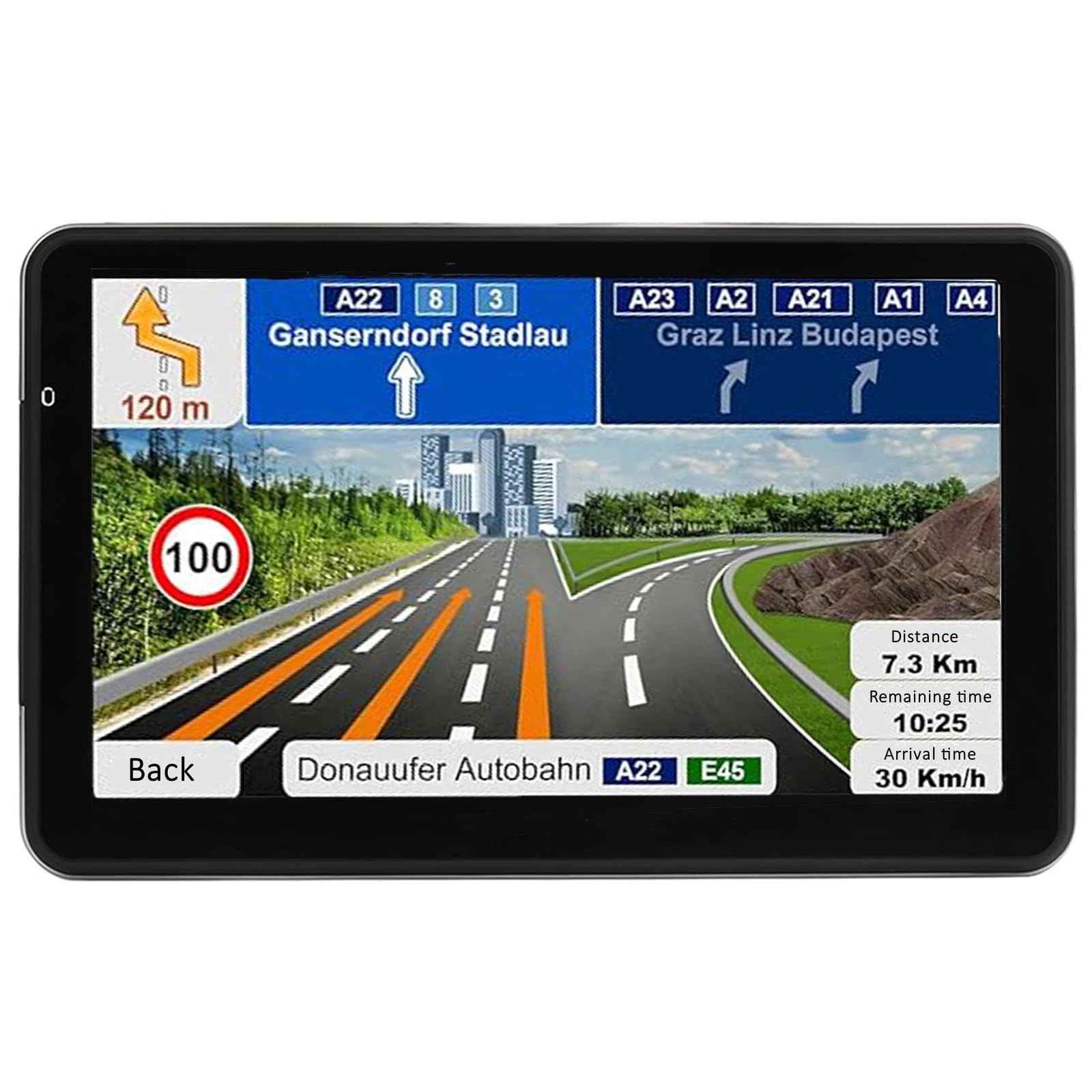 LONGRUF 7″ GPS Navigation for Car, 2025 Map, Voice, Touch Screen, Speed Alerts