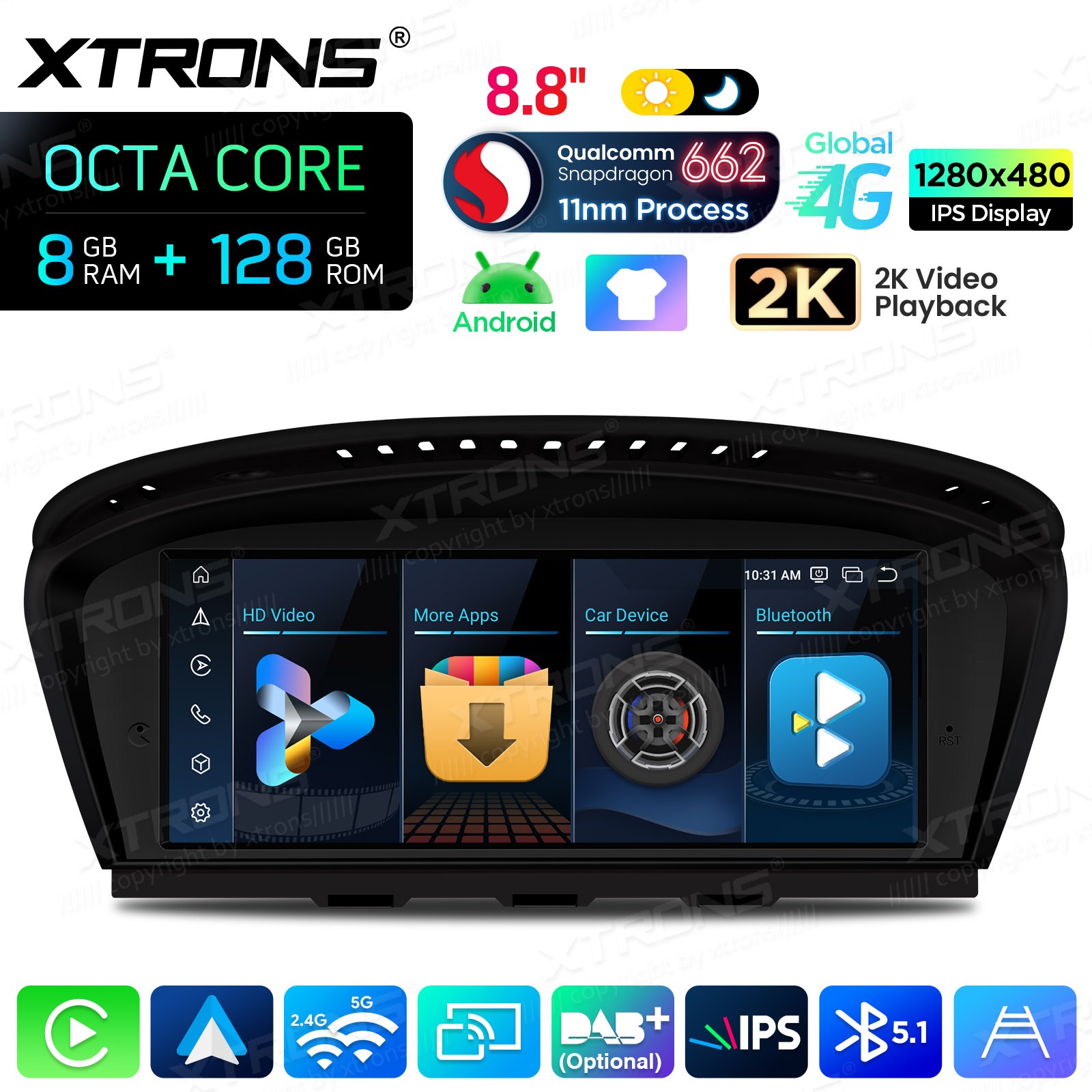 8.8″ 8+128G CarPlay Android Auto Stereo Navi for BMW E60 E90 E91 3 5 Serie CIC