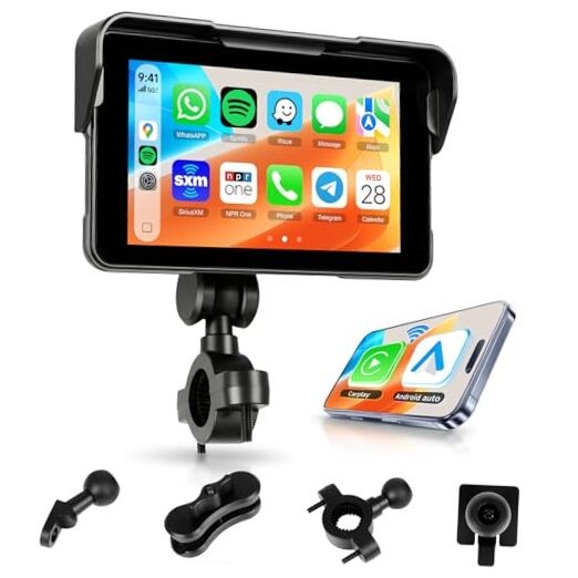 Motorcycle CarPlay Screen 5 Inch Wireless & 5 Inch with Removable Bracket