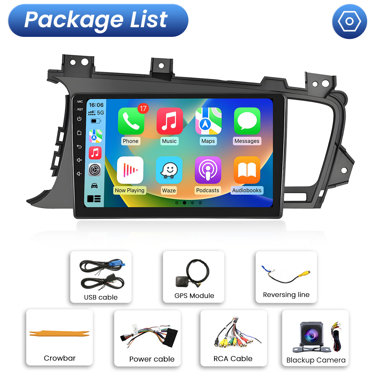 9″ Touch Screen Carplay Car Radio GPS AHD Backup Camera For 2011-2015 Kia Optima