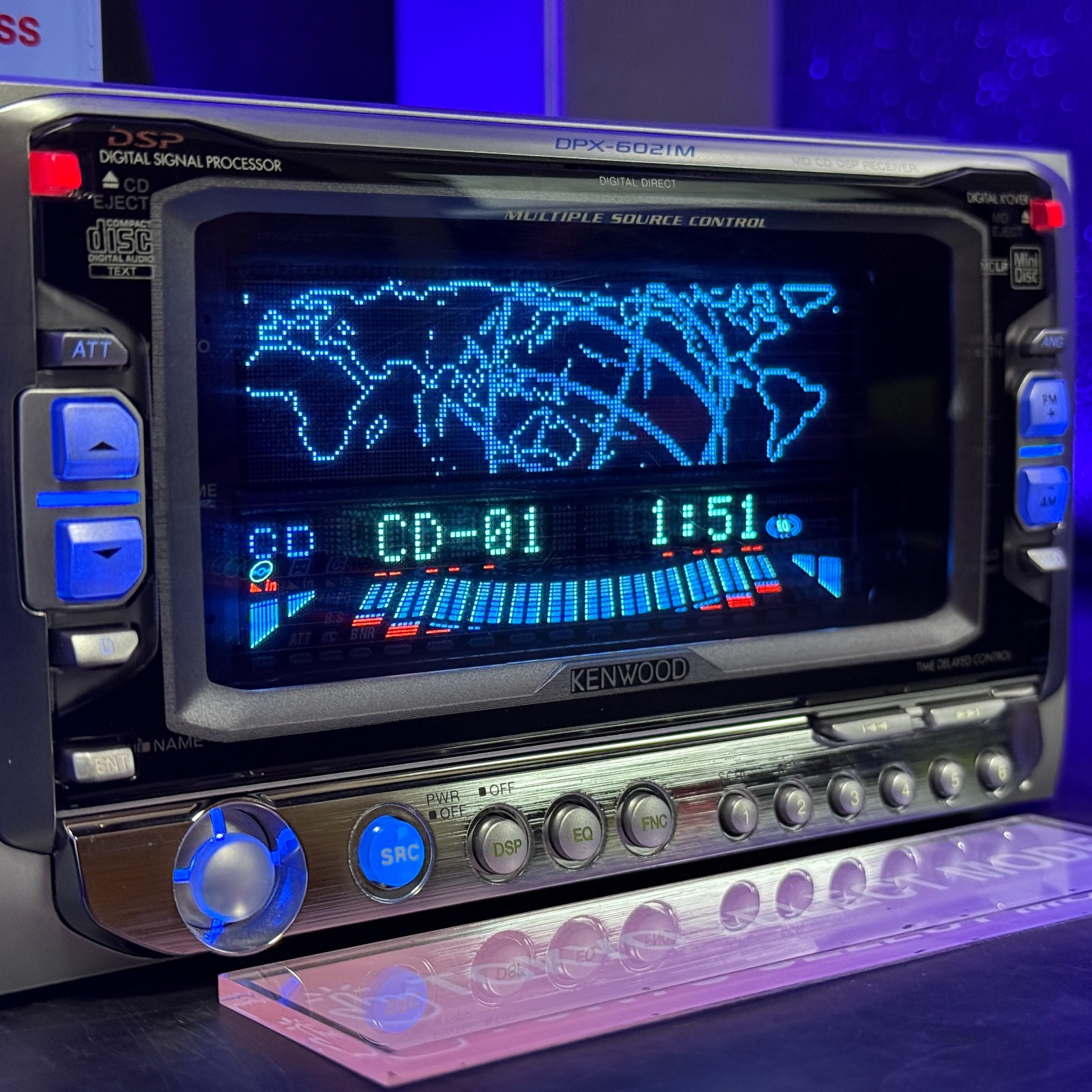 Kenwood DPX-6021M 2DIN Car Audio CD MD Player Added Bluetooth Dolphin Display