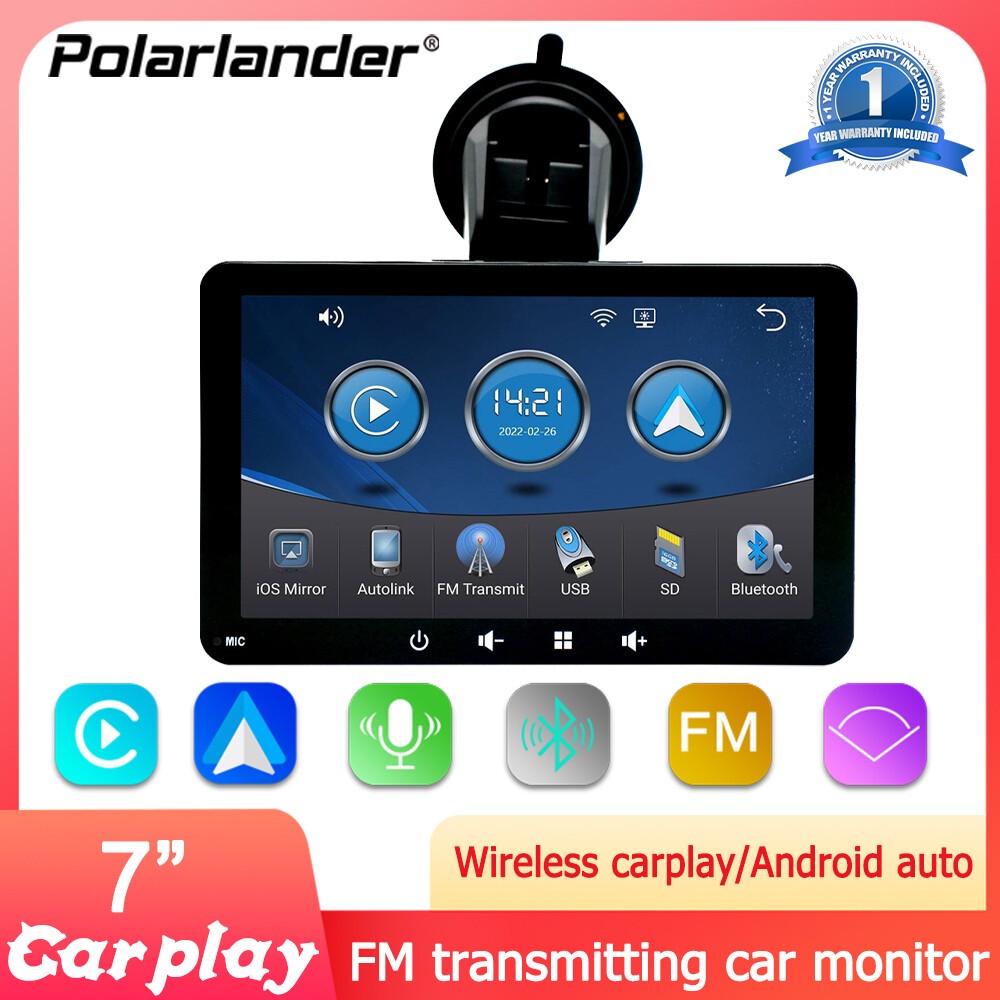 7″ with Wireless IOS/Android CarPlay Touch Bluetooth Portable Car Stereo Radio