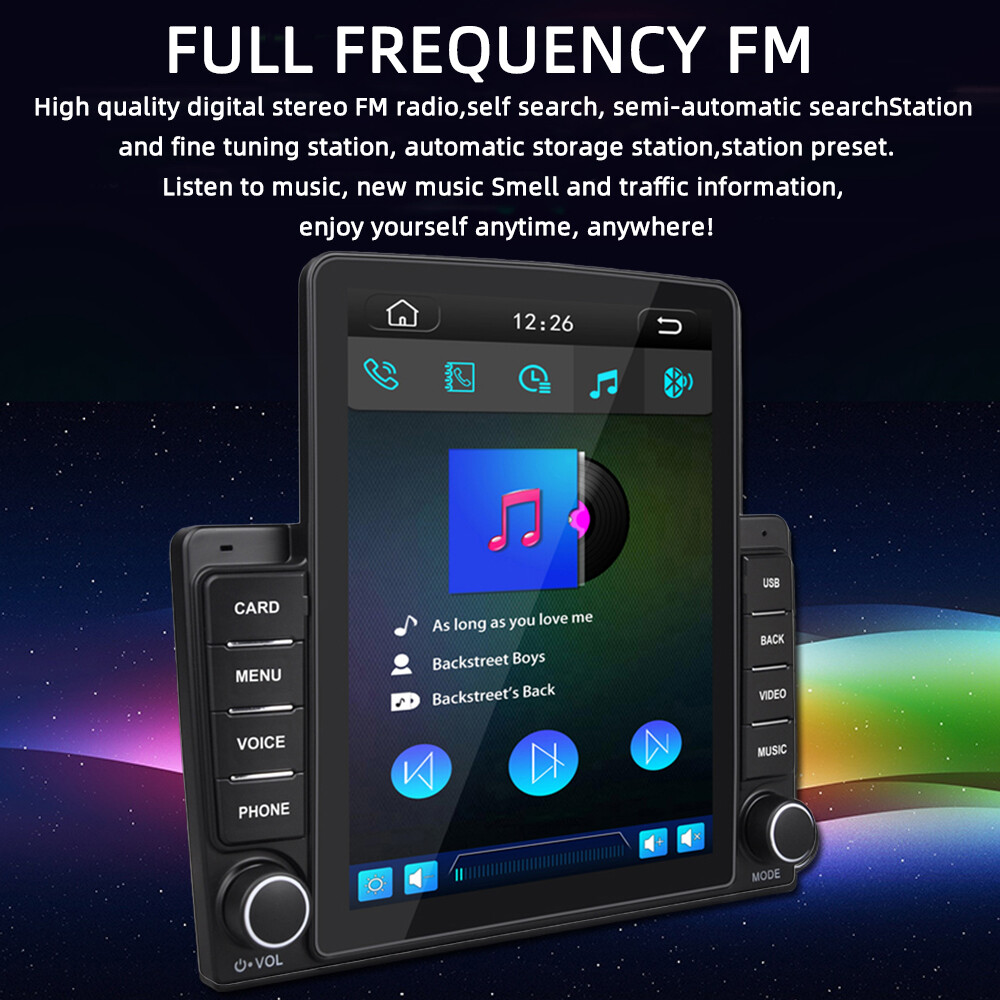 9.5″ Double 2Din Car Radio Touch Vertical Screen MP5 Player CarPlay BT/FM/SD/AUX