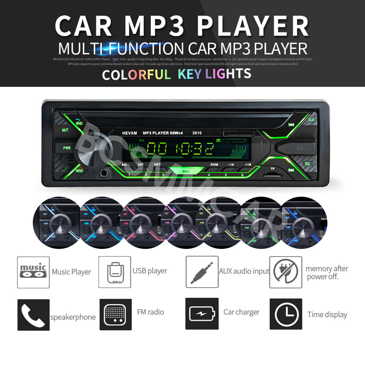 Single Din Car Stereo Radio Bluetooth MP3 Player Dash Audio FM AUX USB Charger