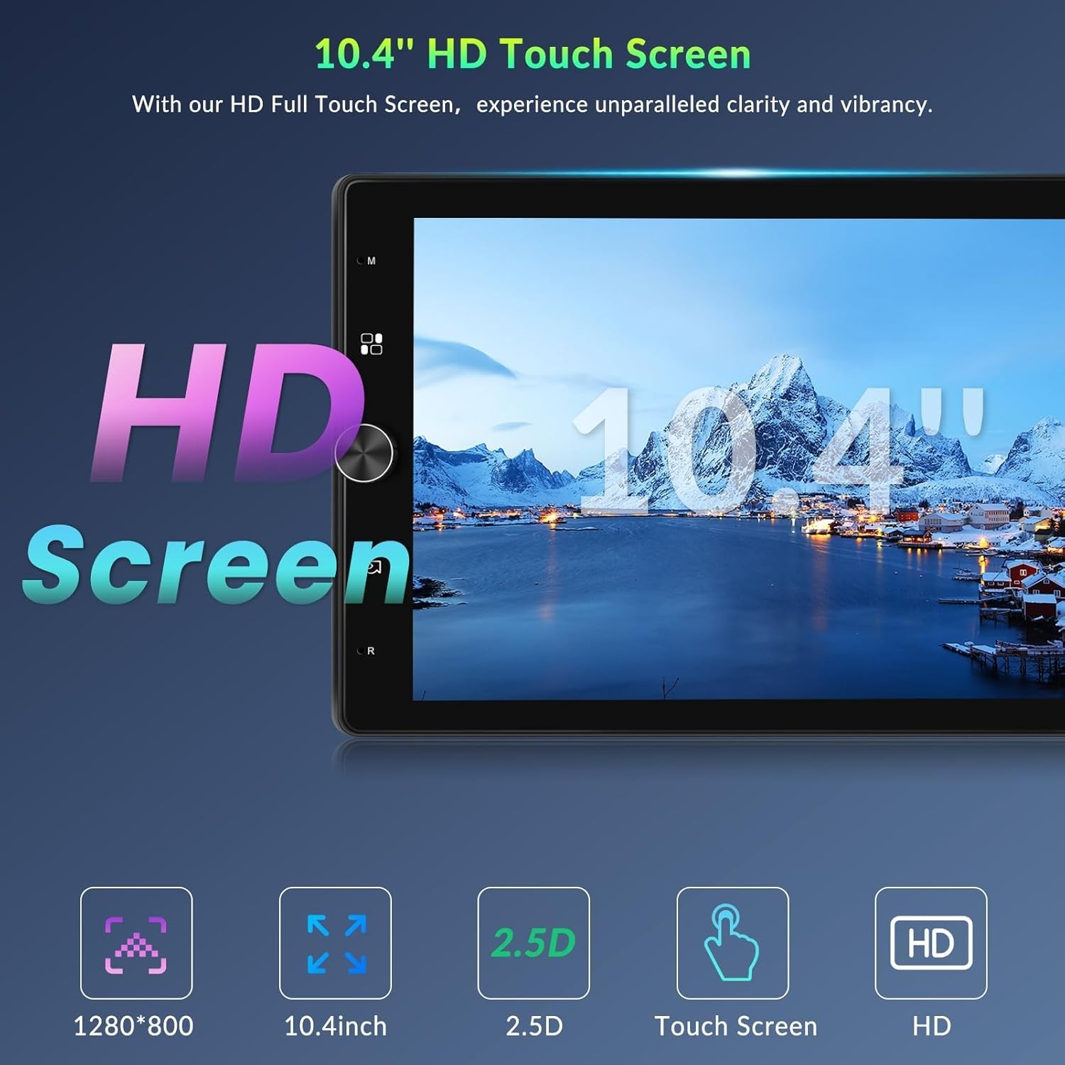 10.4″ Single Din Touchscreen Car Stereo with Wireless Carplay& Android Auto, …