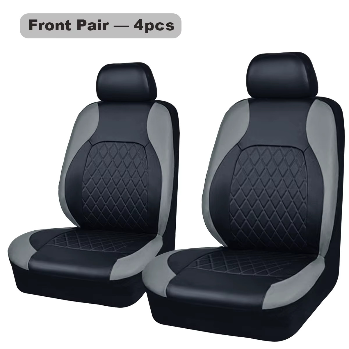 Universal Internal Seat Covers 4PCS All-Season Quilted Faux Leather Car Seat Cov