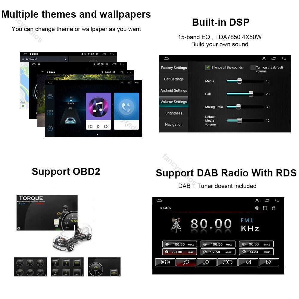 9″ Double 2DIN Android 11 Apple CarPlay Car Stereo Radio GPS Navi WiFi BT FM RDS