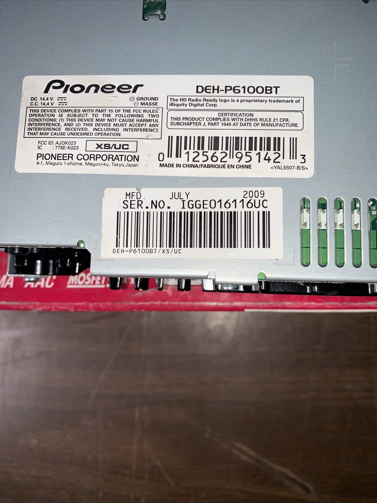 PIONEER DEH-P6100BT CAR CD PLAYER **FACE DOSE NO TURN ON/ MISSING KNOB