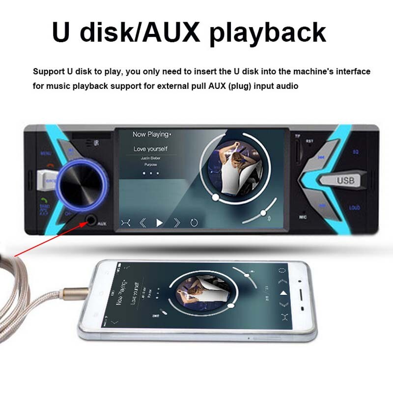 1 Din 4″ In-Dash USB/TFAU7X Car Stereo Radio Touch Screen Bluetooth Audio