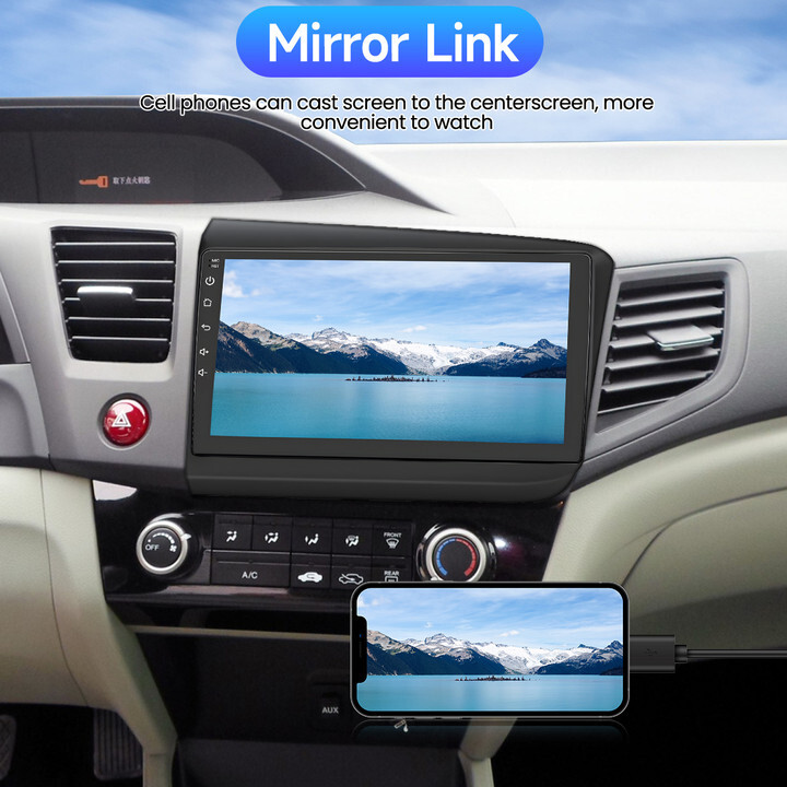 For Honda Civic 2012 Apple CarPlay Auto Android 12 Car Radio Stereo Wifi