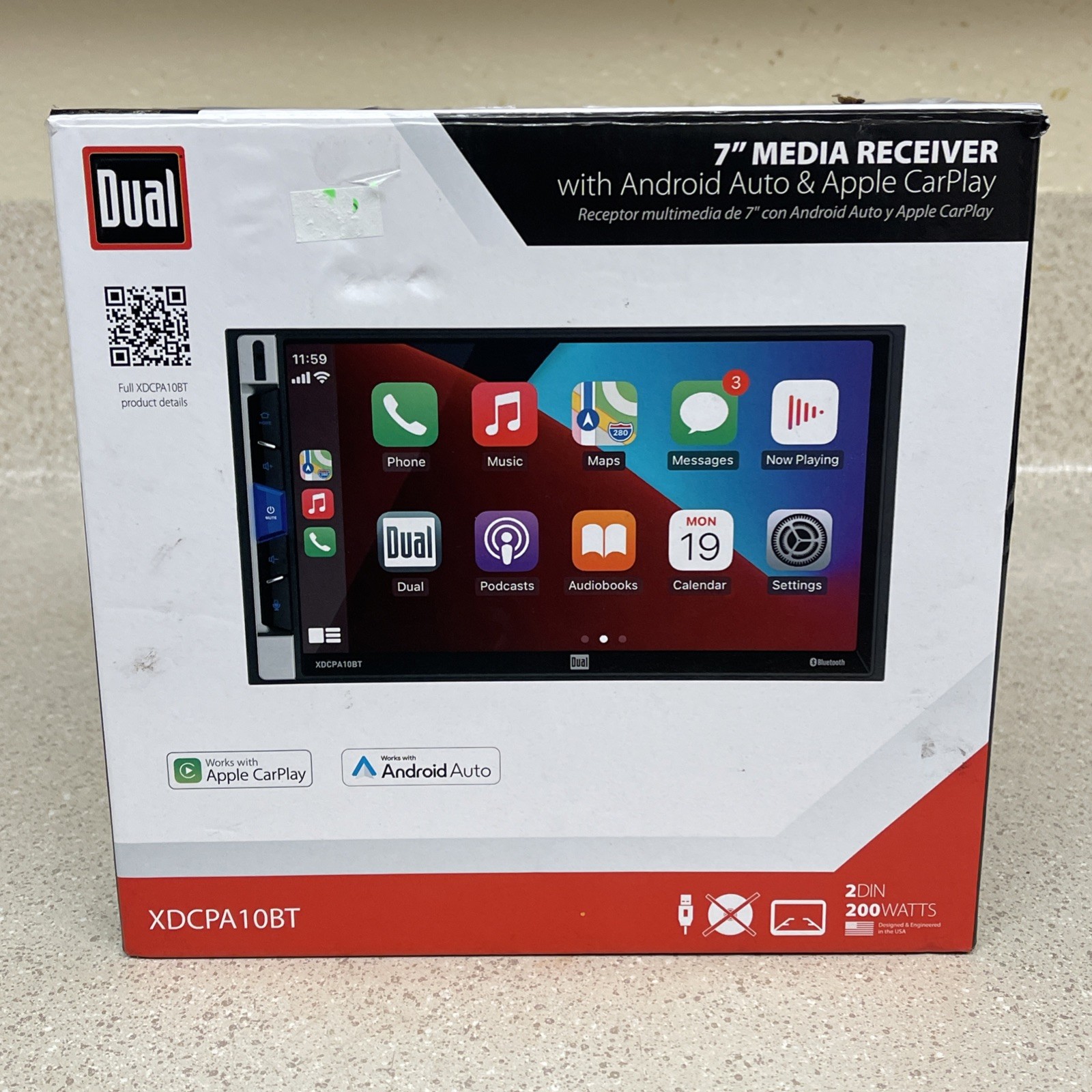 Dual Electronics XDCPA10BT 7 inch Double DIN Car Stereo Apple CarPlay & Android™