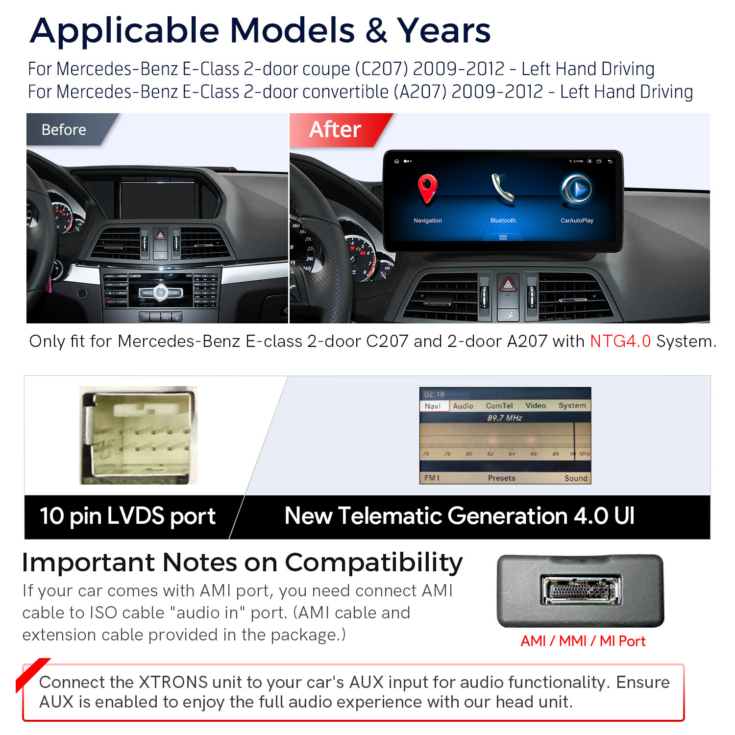 12.3″ Android 13 Octa-Core Car Stereo GPS Navi For Benz E-Class A207 C207 NTG4.0