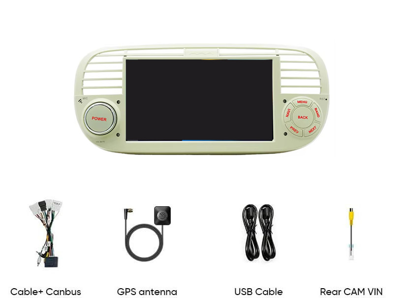 For Fiat 500 2007-2015 Carplay Screen Multimedia Car Radio GPS Navigation 7”