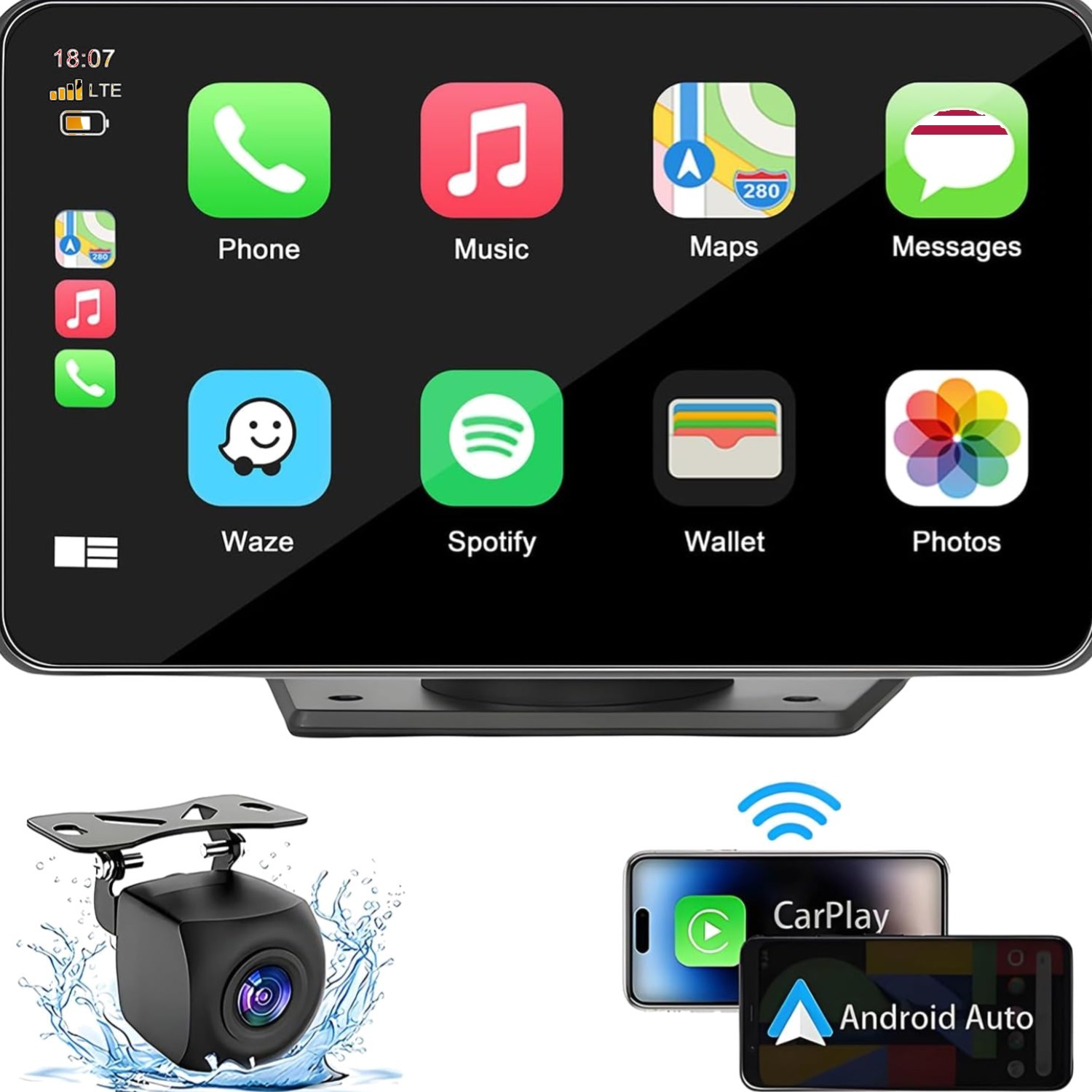 Double Din 7″ Touch Screen Car Stereo Featuring Wireless Carplay & Voice Control