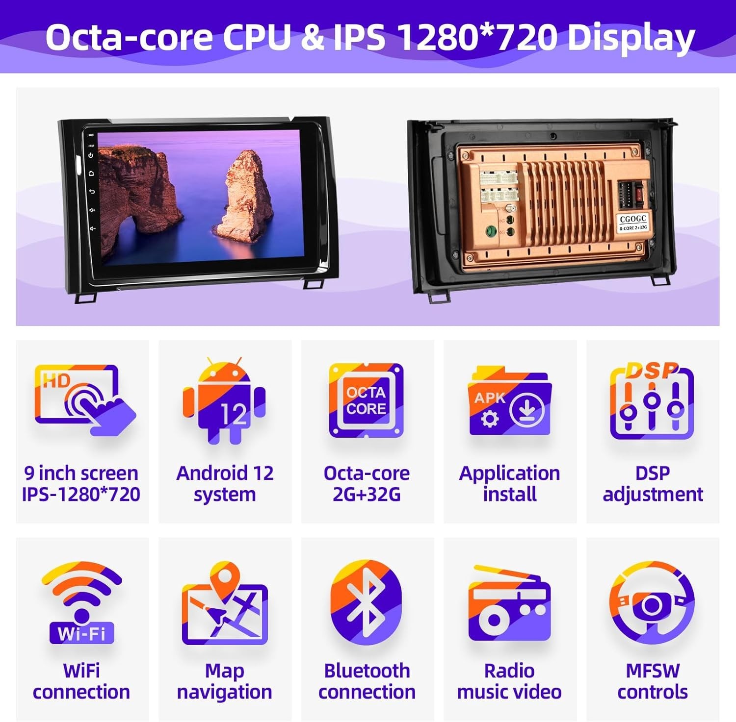 9″ 8Core 32G Android Auto Carplay Stereo for Toyota Tundra 2014-2021