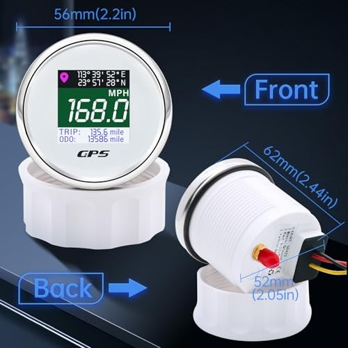 GPS Speedometer 2-1/16″ 52mm Digital Boat GPS Speedometer Gauge MPH Km/h White