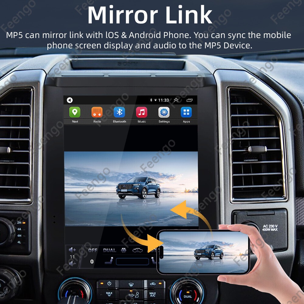 12.1″ For Ford F150 2016-2021 Car Radio Stereo GPS Navi Carplay Tesla Style Head