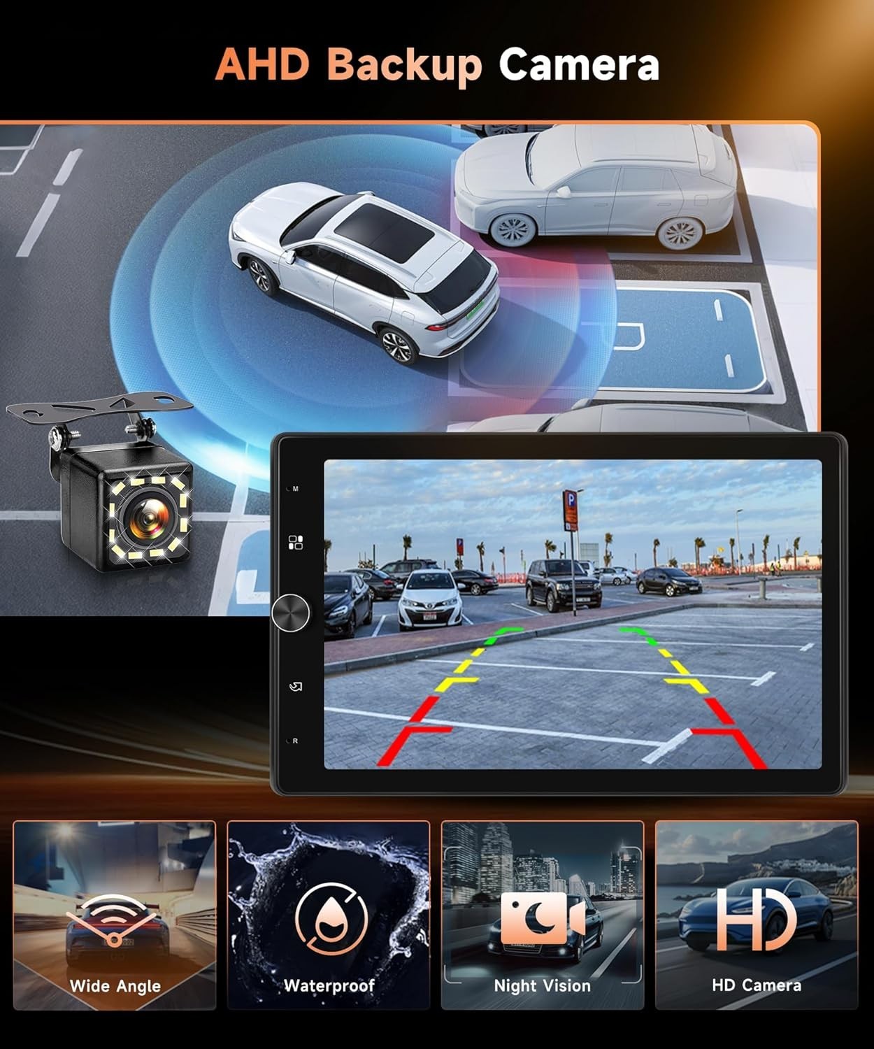 10.4” Single Din Car Stereo with Wireless CarPlay Android Auto, HD Rotation …