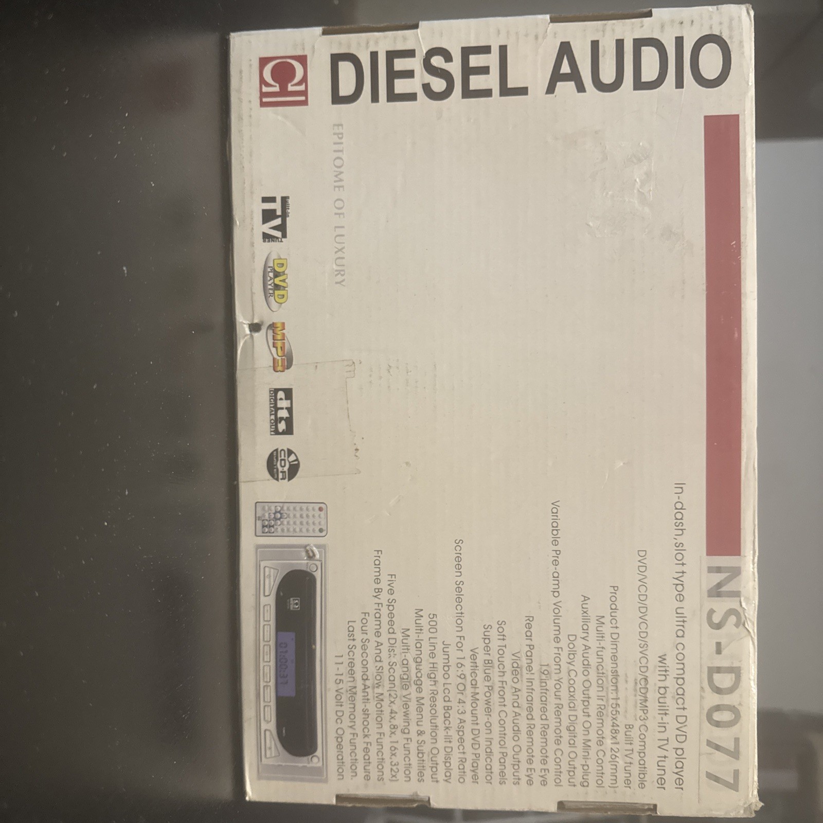 Diesel Audio NS-D077 In-Dash DVD/CD/MP3 Player w/Front Panel AV Input and Tuner