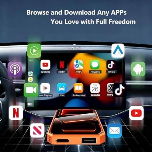 Wireless CarPlay Android Auto Adapter, Ai Magic Box with HDMI & USB Port, USB