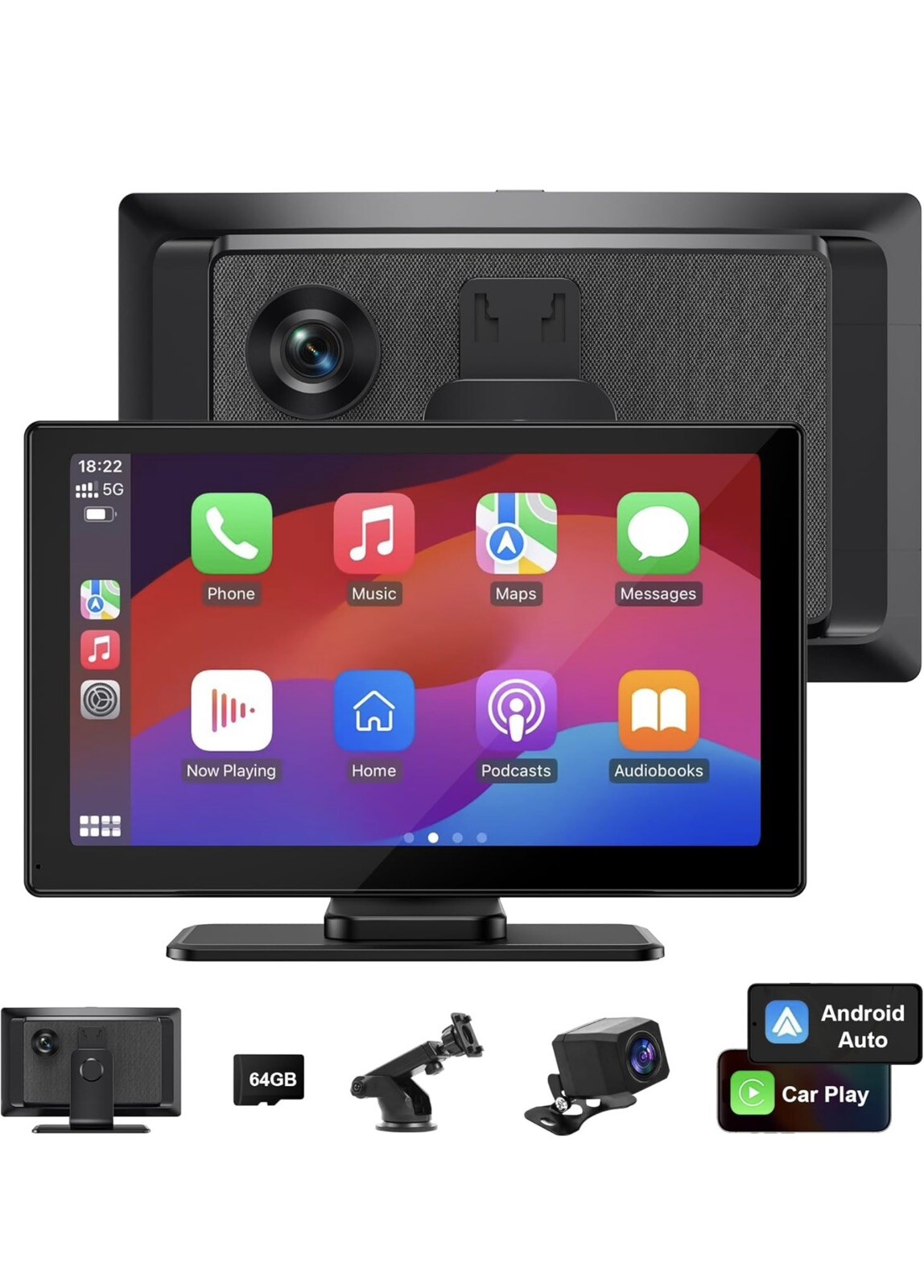 Portable Carplay Screen for Car, VUDDIG 4K Dash Cam, Wireless Carplay Screen …