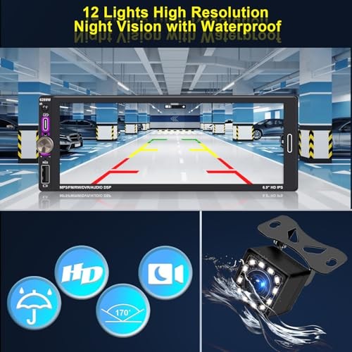 6.9 Inch Single DIN Car Radio Wireless Apple CarPlay Bluetooth 5.2 IPS
