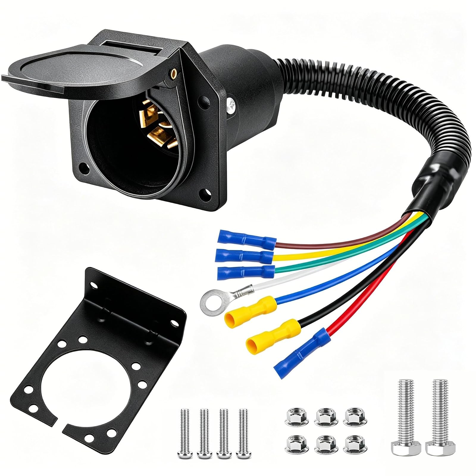 7 Way 7 Pin Trailer Plug Truck Side Wiring Harness Connector